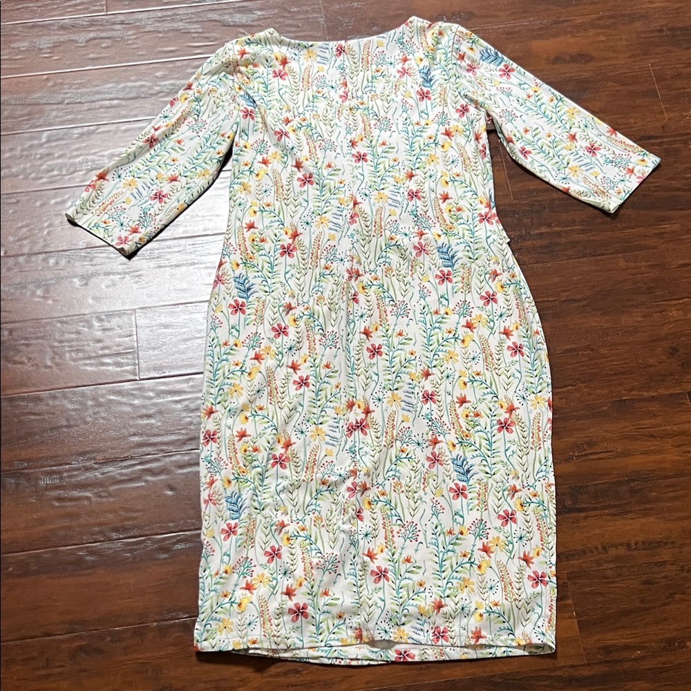 Jason Wu X Eloquii White Floral Wrap-Style Midi Dress w/ Multicolor Blooms sz 14 - Picture 5 of 10